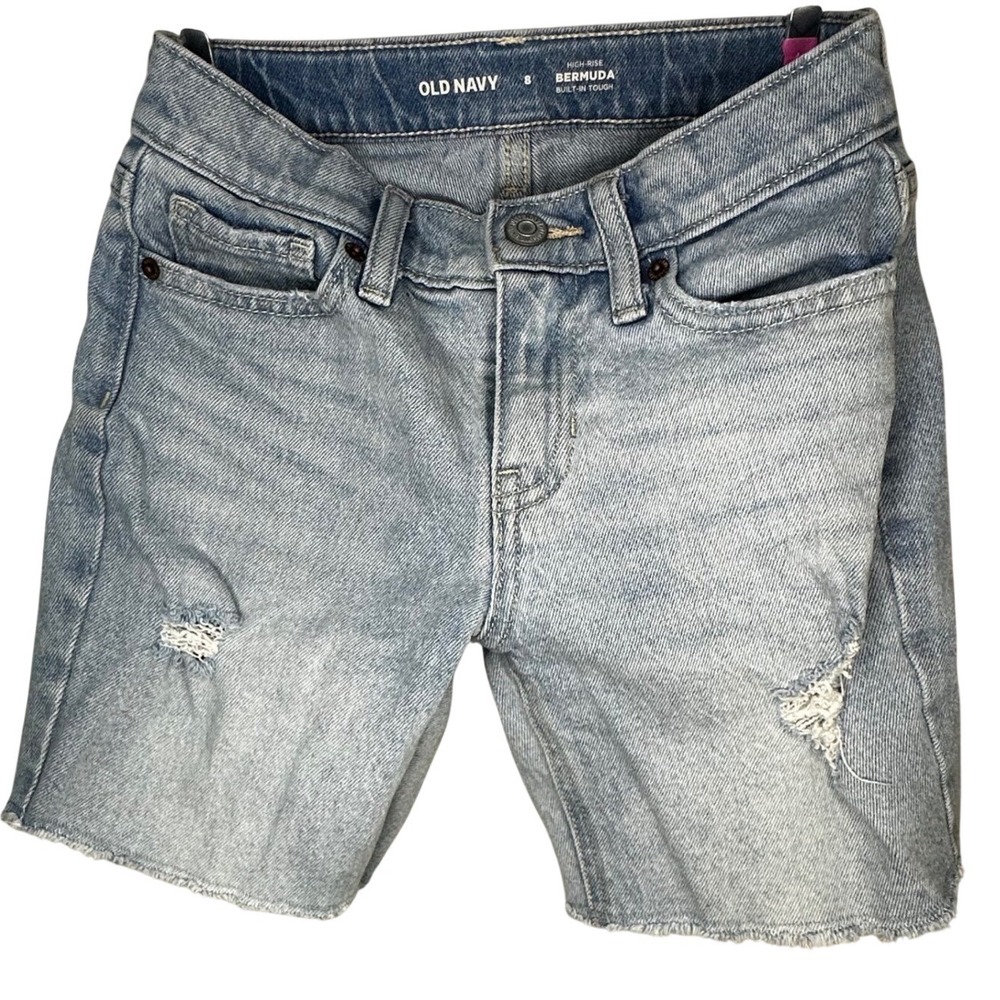 Old Navy Kids Girls Bermuda Shorts Distressed Light Wash Size 8 0181